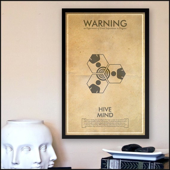 Fringe Science Warning Posters - Hive Mind Inspired Vintage Iconography 11x17 Print