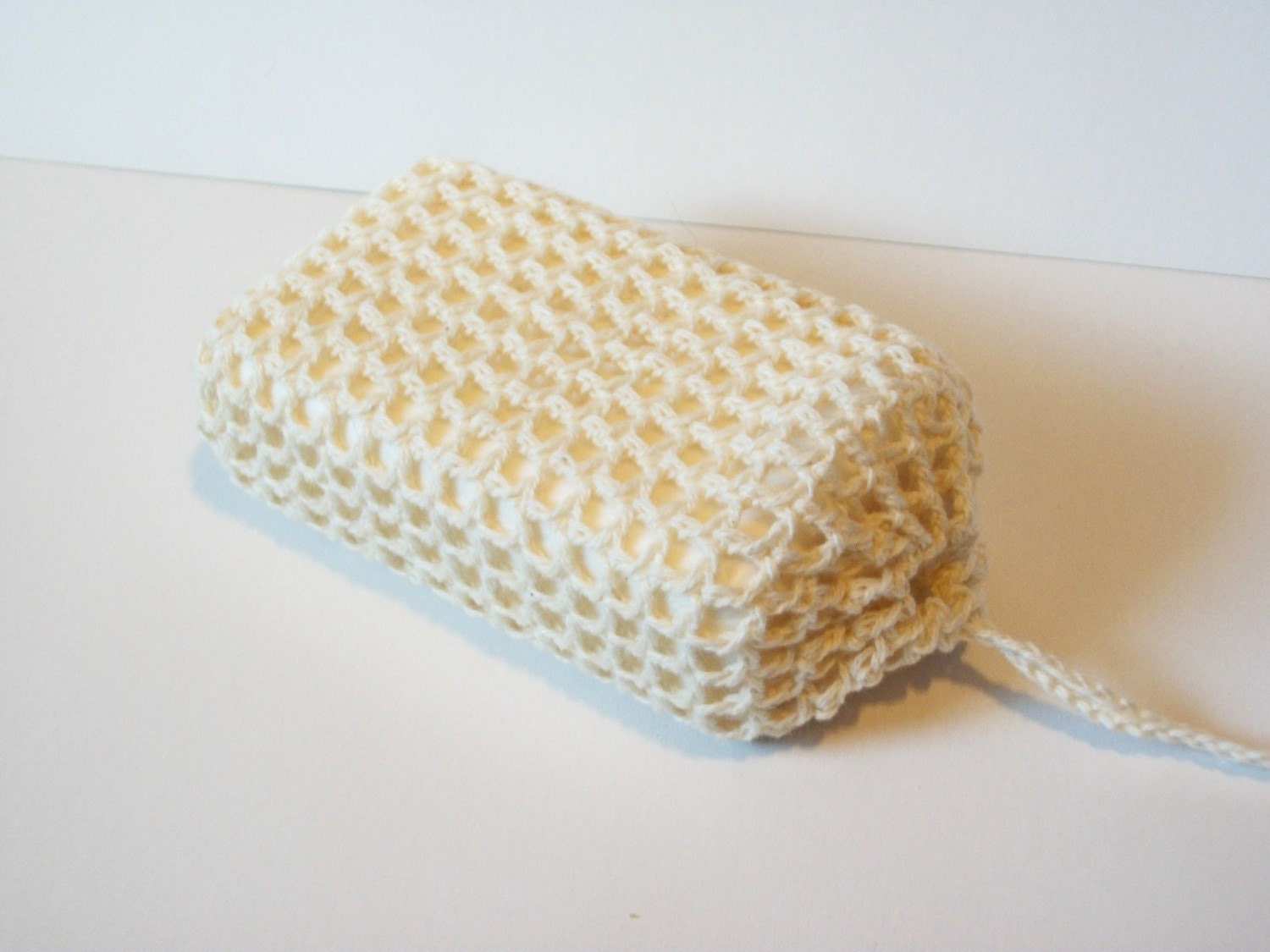 100% Cotton Crochet Mesh Soap Saver Sack Natural