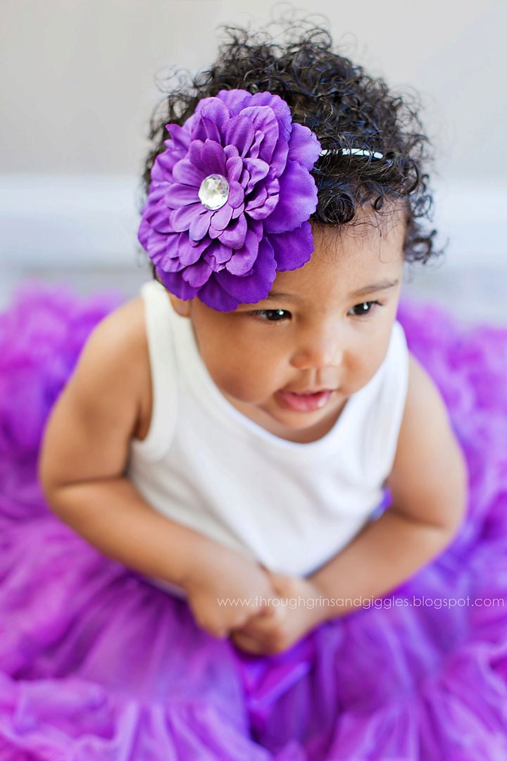 Large Purple Peony on Skinny Headband (Infant, Toddler, Child)  Great Photo Prop