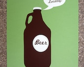 Growler Beer Screen Print Poster - Drink Locally