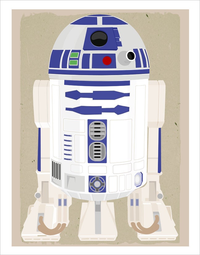 Starwars poster - Star Wars r2d2 poster - 11x14 print - Star Wars movie print - Boys room decor
