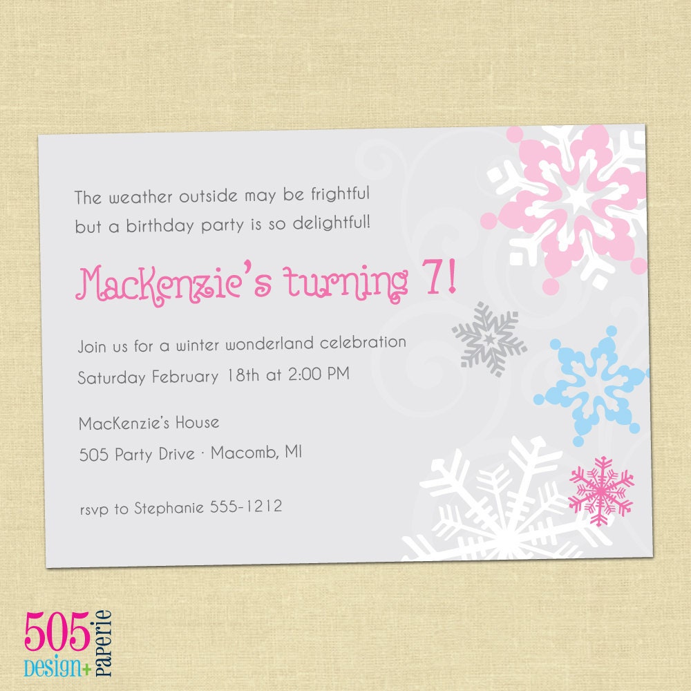 Printable Snowflake Invitation - Winter Wonderland Party Invitation