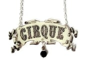 Circus Cirque Necklace Banner Tattoo Statement Jewelry Beige Black Trapeze Vintage Illustration