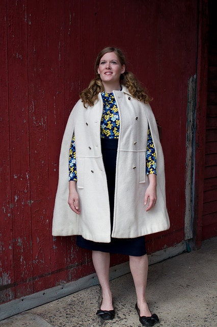 1960s cream cape - lord and taylor - loden coat - made in austria