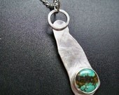 Sterling silver turquoise abstract free-form pendant - necklace - OOAK - gemstone jewelry by Lamazonian