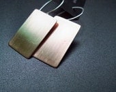 Copper plate rectangle earrings - sterling silver ear wires - 1.5" - Metal jewelry by Lamazonian