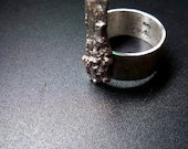 Melted oxidized sterling silver ring - ring 1 - wide textured ring band - best fit size 7.5 - Metal jewelry by Lamazonian