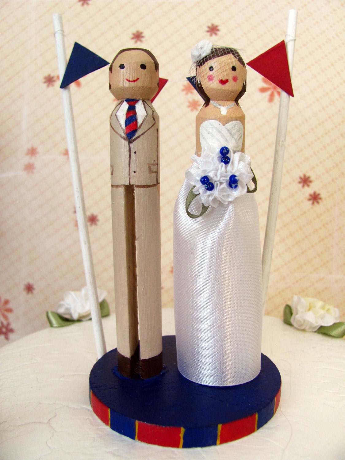 Custom Clothespin Wedding Cake Topper With Fun Extras - Sports, Superheroes, Banners