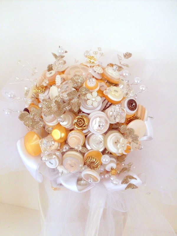 Glam Wedding Button Bouquet, Alternative, Non traditional