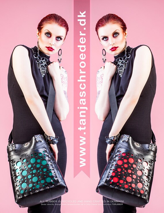 The original Circle bag ll - Recycle rubber crossover bag with hole pattern