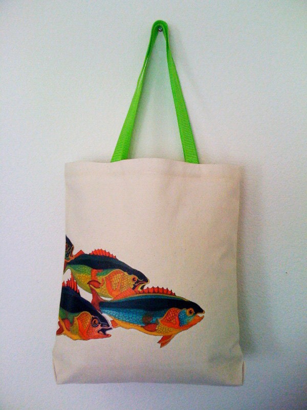 The Four Fish Tote - Cotton Canvas Tote Bag