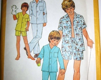 Simplicity 6427 Boys Pajamas 1970s Vintage Sewing Pattern