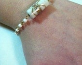 White Wedding Cake Venetian Style Bead Vintage Rosary Bracelet
