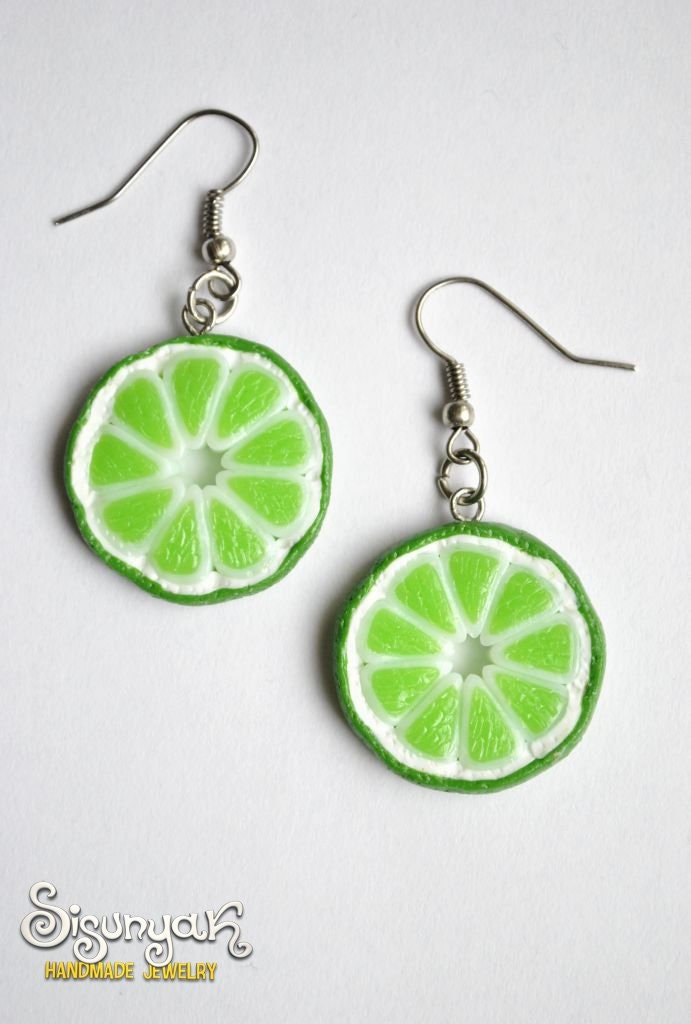 Lime Earrings by Sisunyak on Etsy