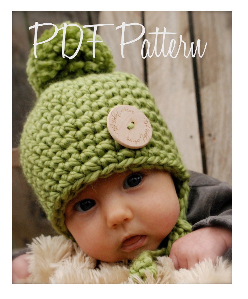 Crochet PATTERN-The Baby Railynn Hat (0/3-3/6-6/12 month sizes)