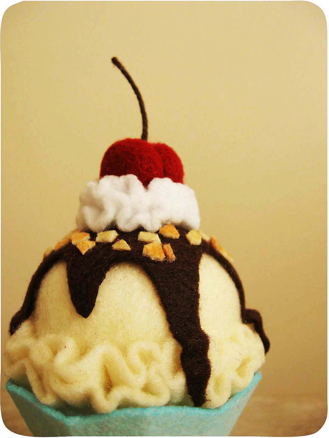 Ice Cream Sundae in Blue Glass