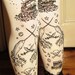 Pirate Printed Tattoo Tights Narwhal Octopus Nautical Medium Tall Black on Cream Women