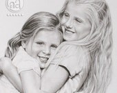Custom Pencil Double Portrait - High Quality from your photo - TWO SUBJECTS - Wedding Couple Portrait - 11x14