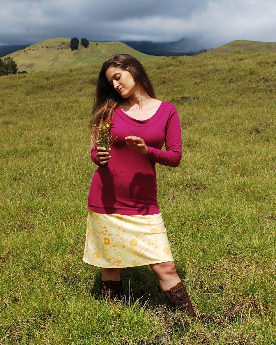 Organic Clothing - A Line Skirt - Knee Length - Organic Cotton - Women - Sunny Yellow - Eco Friendly