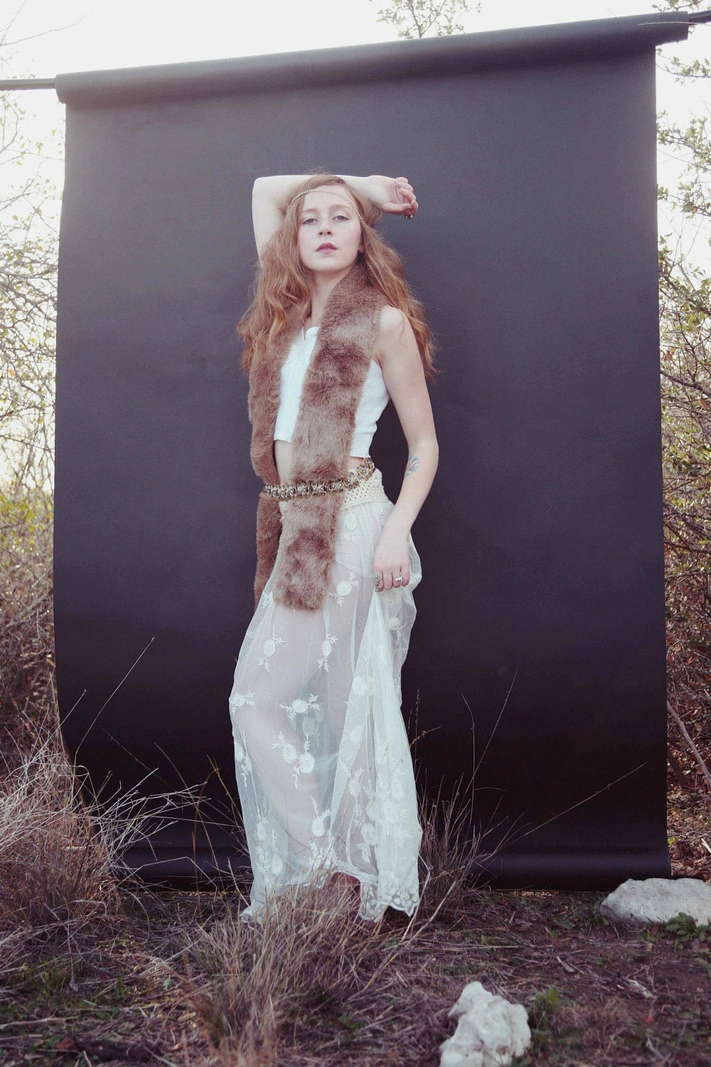 CLEARANCE SALE Call of The Wild Child Faux Fur Collar Wrap Shawl