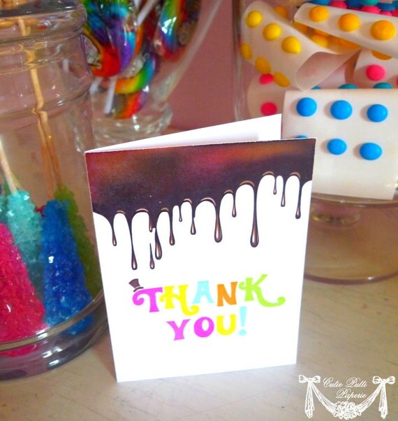 Willy Wonka Party, Candy Party - PRINTABLE THANK YOU Cards - Cutie Putti Paperie Il_570xn