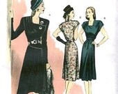 1940s Inspired Womens Plus Size Dress Sewing Pattern Reissued of 1940s Butterick B5281 Sz 14,16,18, 20 ,22