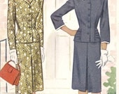 1940s Misses' Two Piece Suit Dress Vintage Sewing Pattern, Office Fashion, McCall 5285 Bust 34" uncut