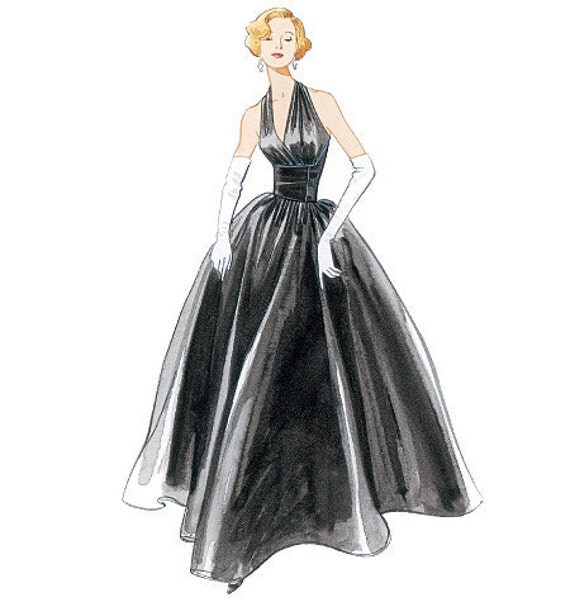 1950s Inspired Halter Dress Sewing Pattern, Prom Dress, Party Dress, Reissue of 1957 Vogue Pattern 2962 Sizes 4, 6, 8, 10 uncut