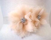 Double Crystal Lily Bridal Sash : S017 made to order, satin or grosgrain sash, customizable