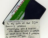 Hand Stamped Aluminum Wallet Insert Card - Credit Card Size - Personalized - Textured