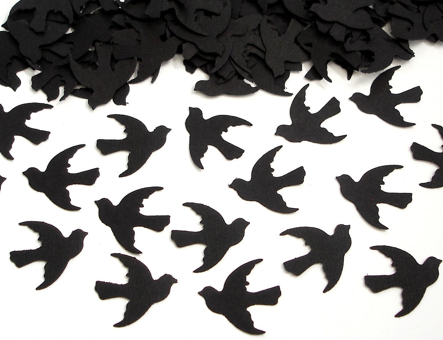 100 Black Dove Bird punch die cut confetti scrapbook embellishments  - No338