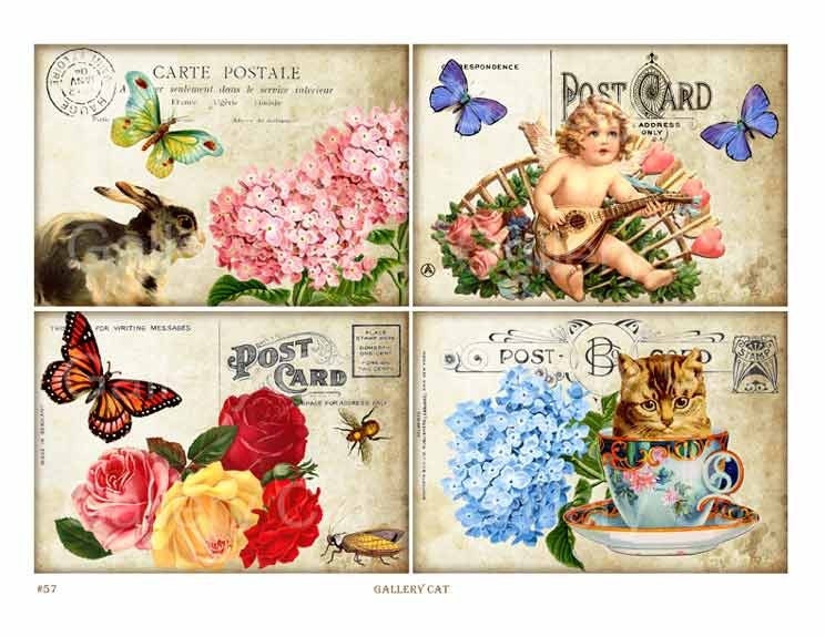 Victorian Vignettes Digital Collage Sheet Instant Download Paper Crafts Decoupage Original Whimsical Altered Art by GalleryCat CS57