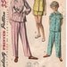 Vintage 50s Girl's Pajamas Sewing Pattern PJs Nightshirt Sleepwear - size 10 - chest 28" (71 cm) - Simplicity 4131