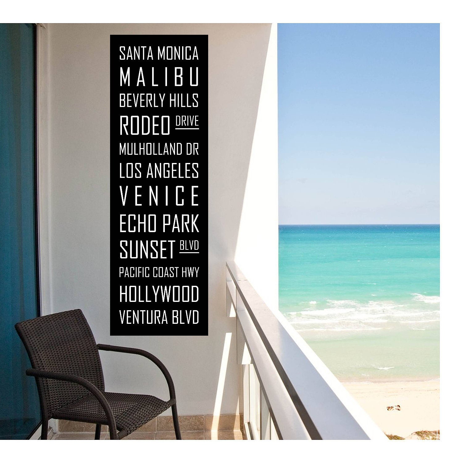 California Subway Sign, Hollywood Bus Roll, Tram Scroll Vintage Style Art Printed on Styrene 12 x 36 - wordology