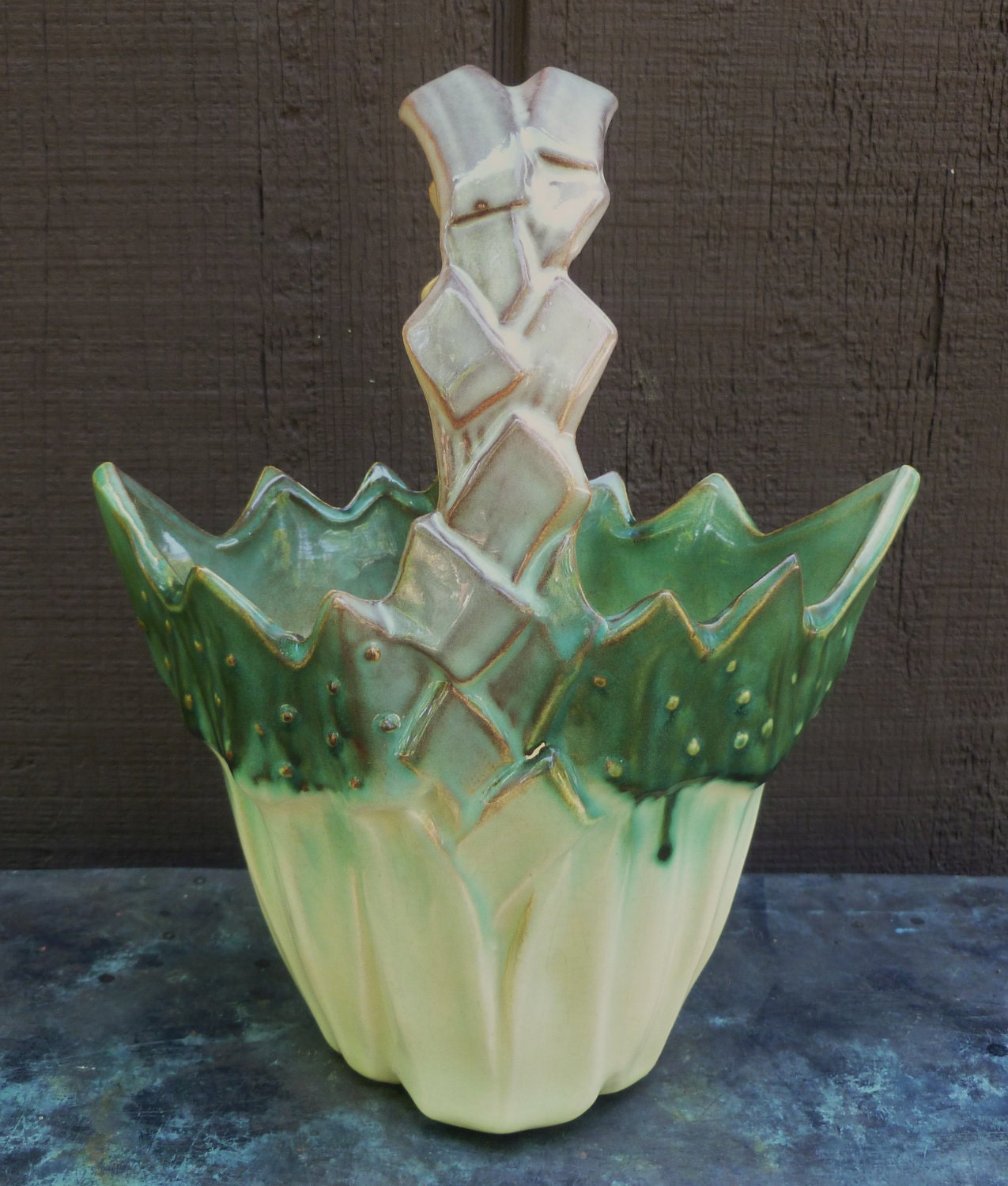 McCoy Pottery Basket Vase Or Planter. Leaves By MoonstruckCottage