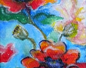 Original painting with easel Poppies 2x3