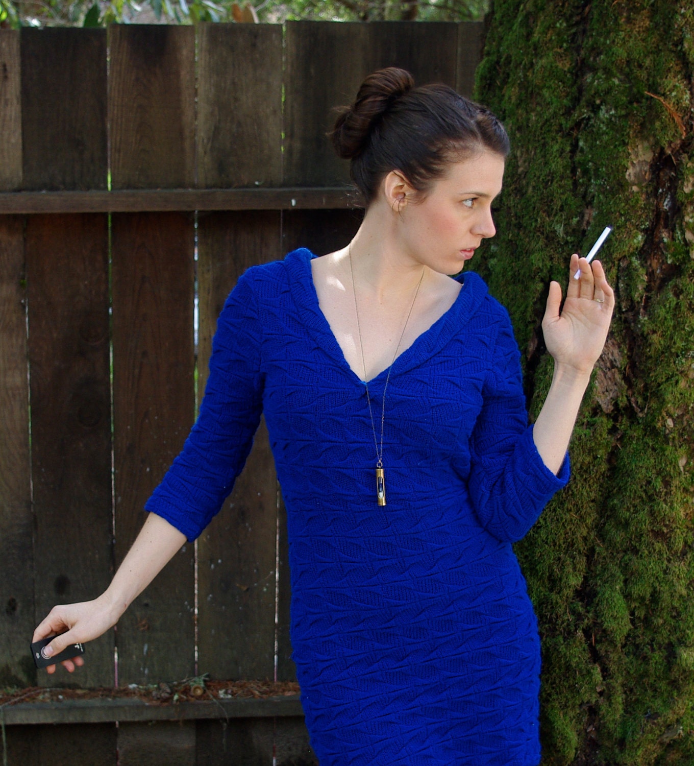 SALE - Electric Blue Mad Men Inspired Joan Holloway Wiggle Dress Womens Size Small