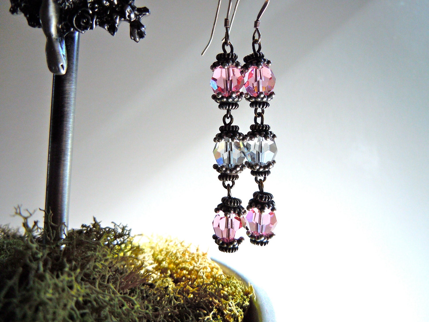 Pretty In Pink, Pink Crystal Earrings, Breast Cancer Awareness, Antique-Inspired Crystal Dangles