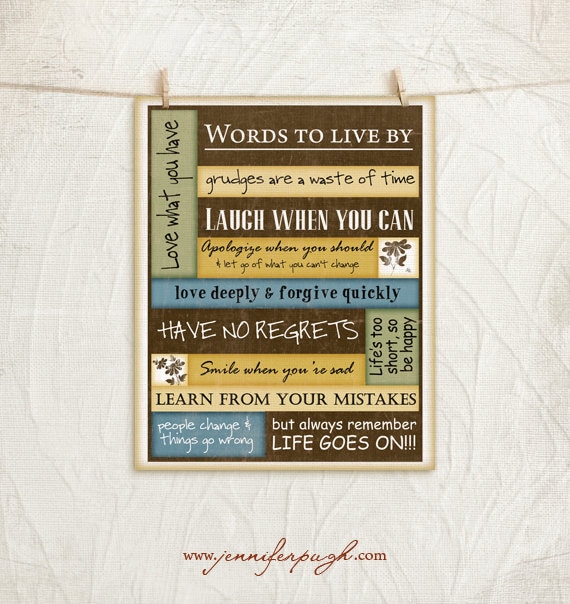 Words to Live By 8x10 Print