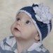 True Blue Hat with Wide Edge and Giant Flower Crochet Pattern (443)