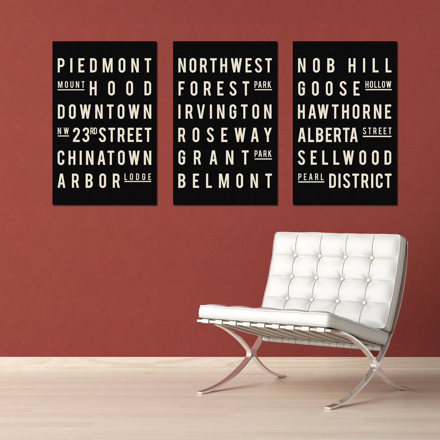 Subway Art - PORTLAND - Typography Print - Set of 3 - 11x17