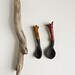 ceramic spoons, red, orange, black clay, sugar or salt spoon, kitchen decor, housewares gift, hostess gift, karoart