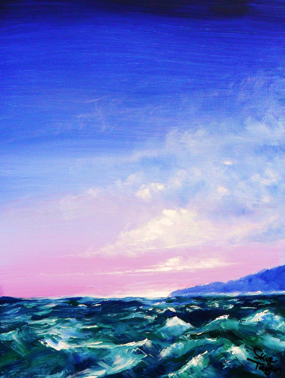 Original Seascape - Blue Island - 24 x 18 - Skye Taylor