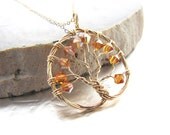Topaz Tree of Life Necklace, November Birthstone Pendant