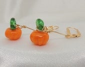 Lampwork Pumpkin Novelty Pierced Earrings
