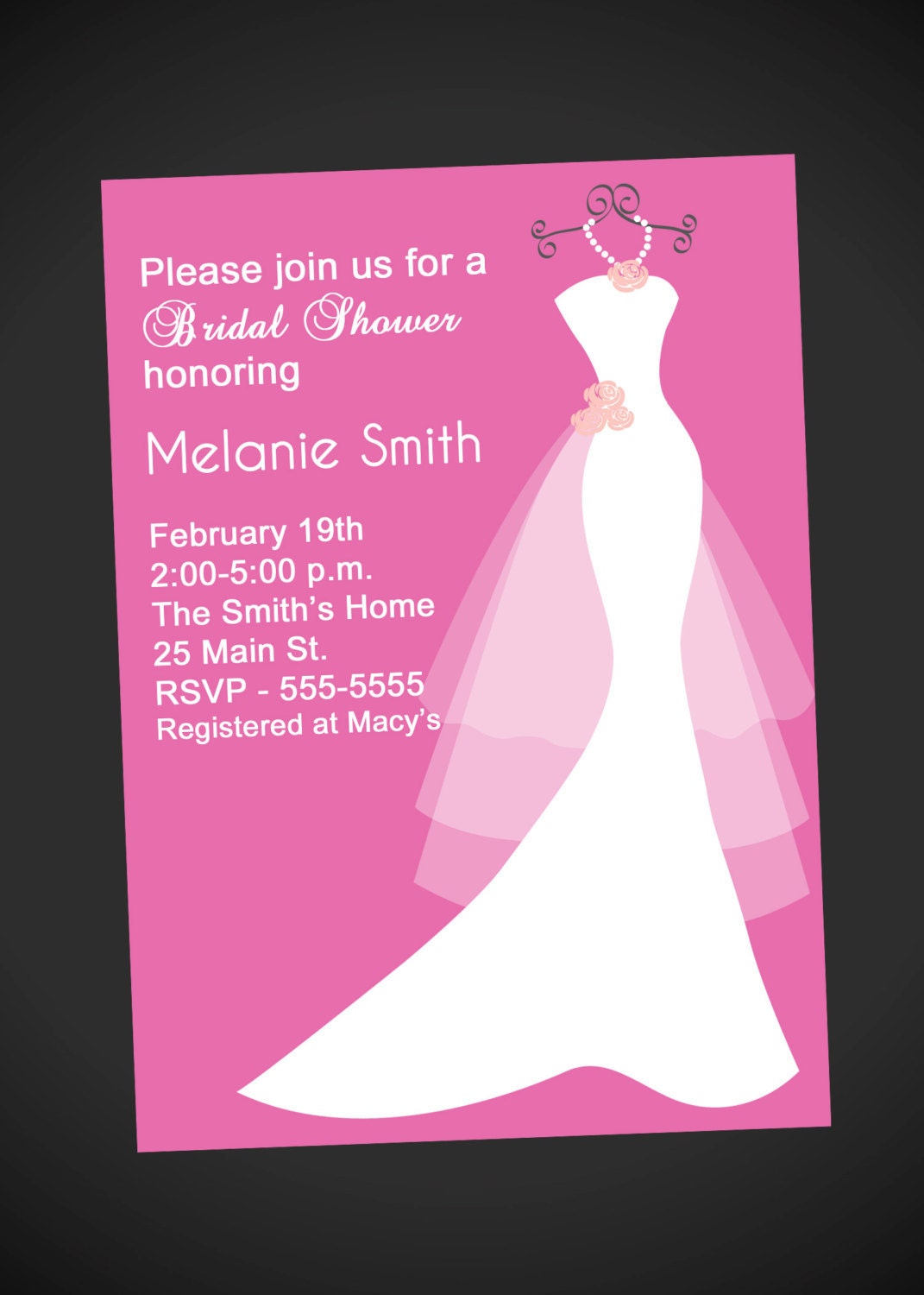 Wedding Dress Bridal Shower Invitation (Printable Digital File) Il_570xn