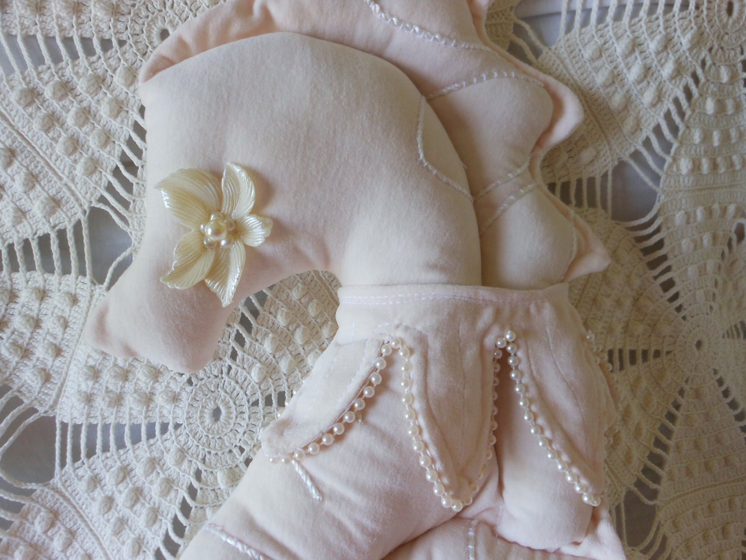 Seahorse Pillow Pale Pink NEW Design Mother's Day Beach Decor