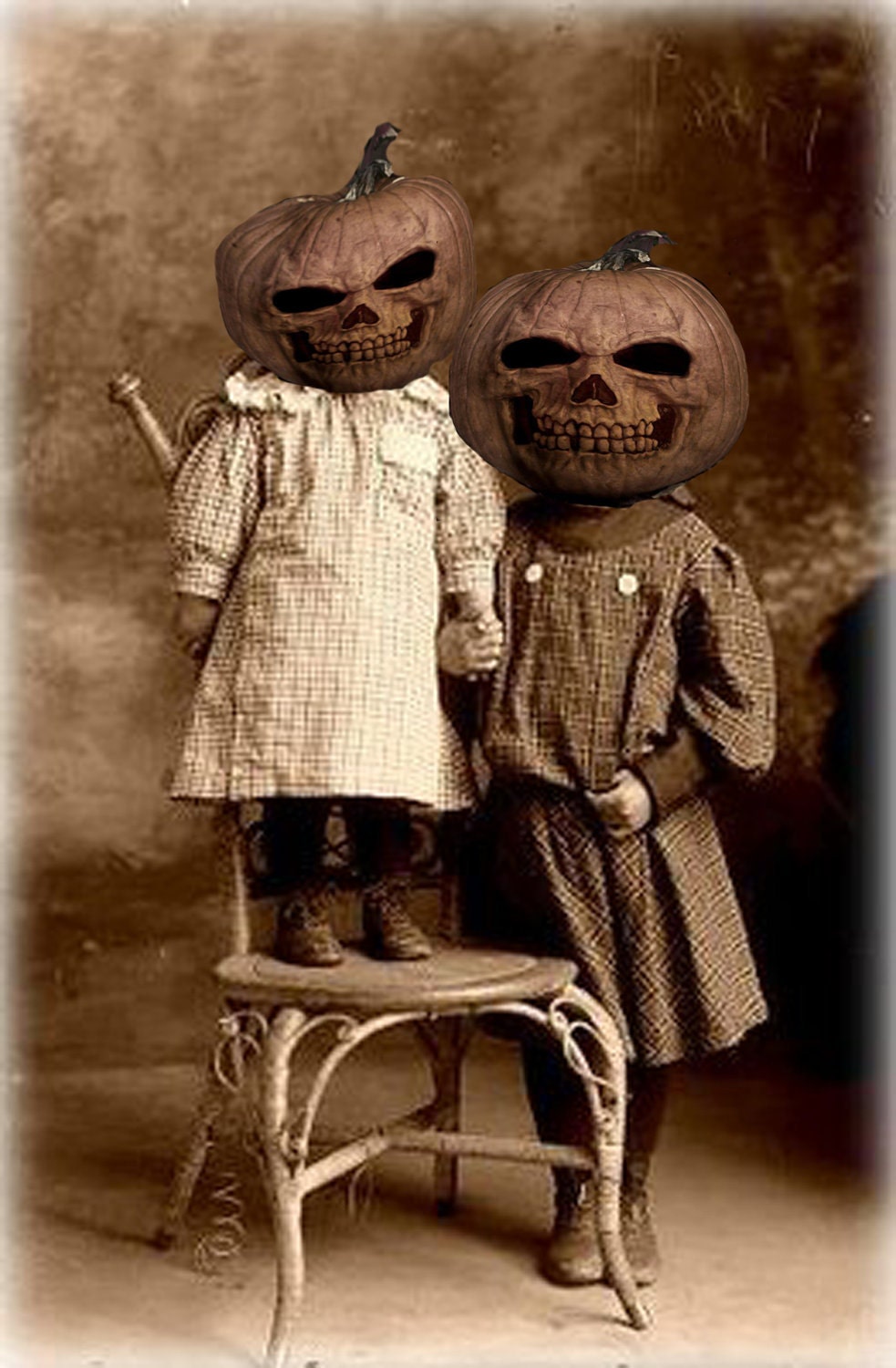 3 Printable Halloween altered Vintage photos Downloads instant download