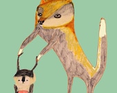 Wall Decor for kids. Fox and Bunny.  Limited edition wall decor.