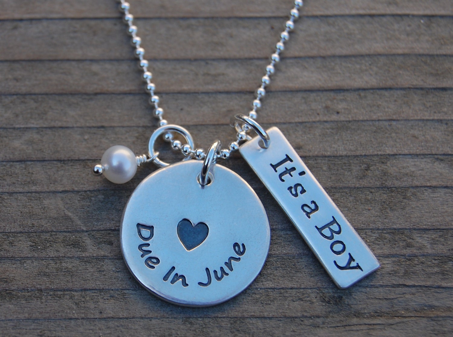 Due in... Proud Mama Pregnancy Necklace with Birthstone & It's a Boy (or Girl) Tag